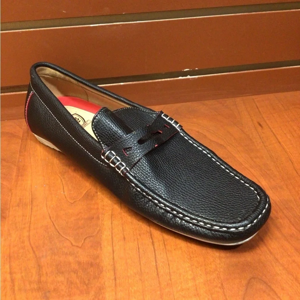 Stylish Black Leather Men's Slip-On Loafers